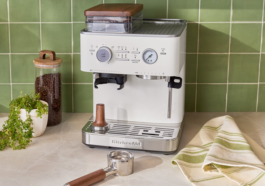 semi automatic espresso machine with burr grinder walnut wood espresso accessory kit