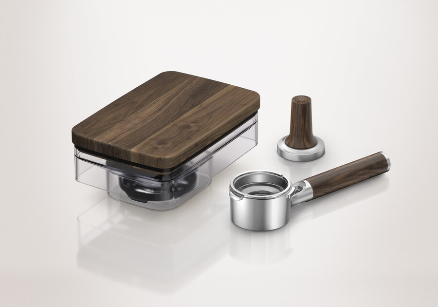semi automatic espresso machine with burr grinder walnut wood espresso accessory kit